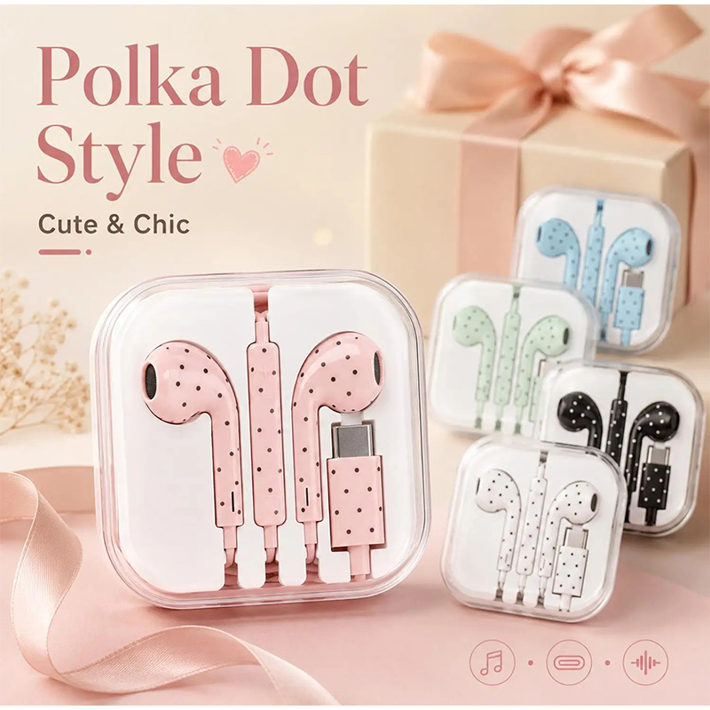 In-ear Earphone With Polka Dot - Wired Earphone Mic recension och pris